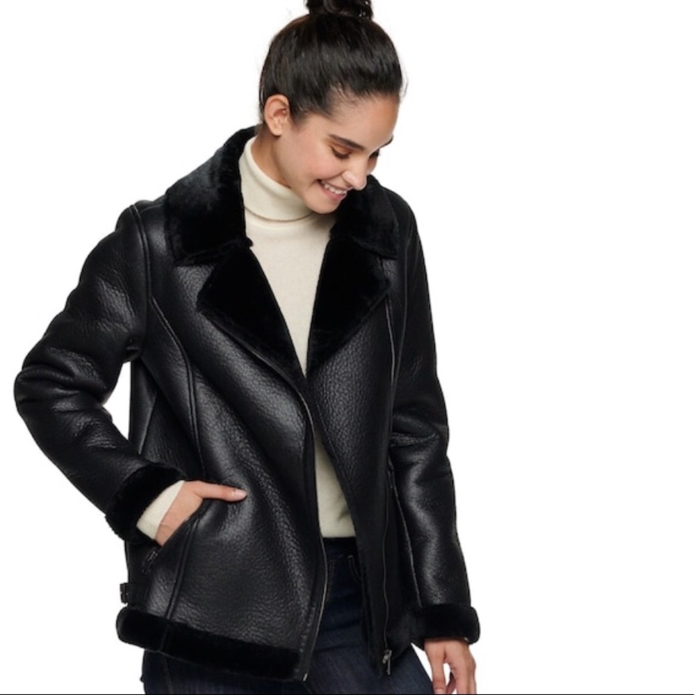 Faux Suede Aviator Jacket